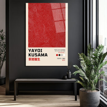 Yayoi Kusama Sonsuzluk Ağları Kırmızı Cam Tablo - Modern Sanat Duvar Dekoru - Glazella Yayoi Kusama Sonsuzluk Ağları Kırmızı Cam Tablo - Modern Sanat Duvar Dekoru - Glazella