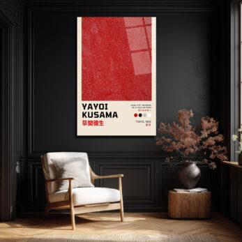 Yayoi Kusama Sonsuzluk Ağları Kırmızı Cam Tablo - Modern Sanat Duvar Dekoru - Glazella Yayoi Kusama Sonsuzluk Ağları Kırmızı Cam Tablo - Modern Sanat Duvar Dekoru - Glazella