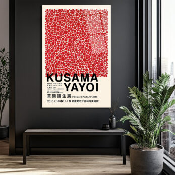 Kusama Tarzı Kırmızı Benekler Modern Cam Tablo - Glazella