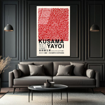 Kusama Tarzı Kırmızı Benekler Modern Cam Tablo - Glazella