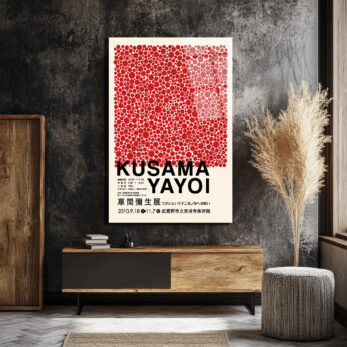 Kusama Tarzı Kırmızı Benekler Modern Cam Tablo - Glazella