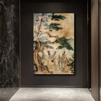 Uzak Doğu Bilgeleri Çam Ağacı Altında Sanat Cam Tablo - Glazella Uzak Doğu Bilgeleri Çam Ağacı Altında Sanat Cam Tablo - Glazella