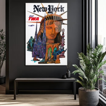 New York Vintage Seyahat Posteri Temalı Cam Tablo - Glazella New York Vintage Seyahat Posteri Temalı Cam Tablo - Glazella