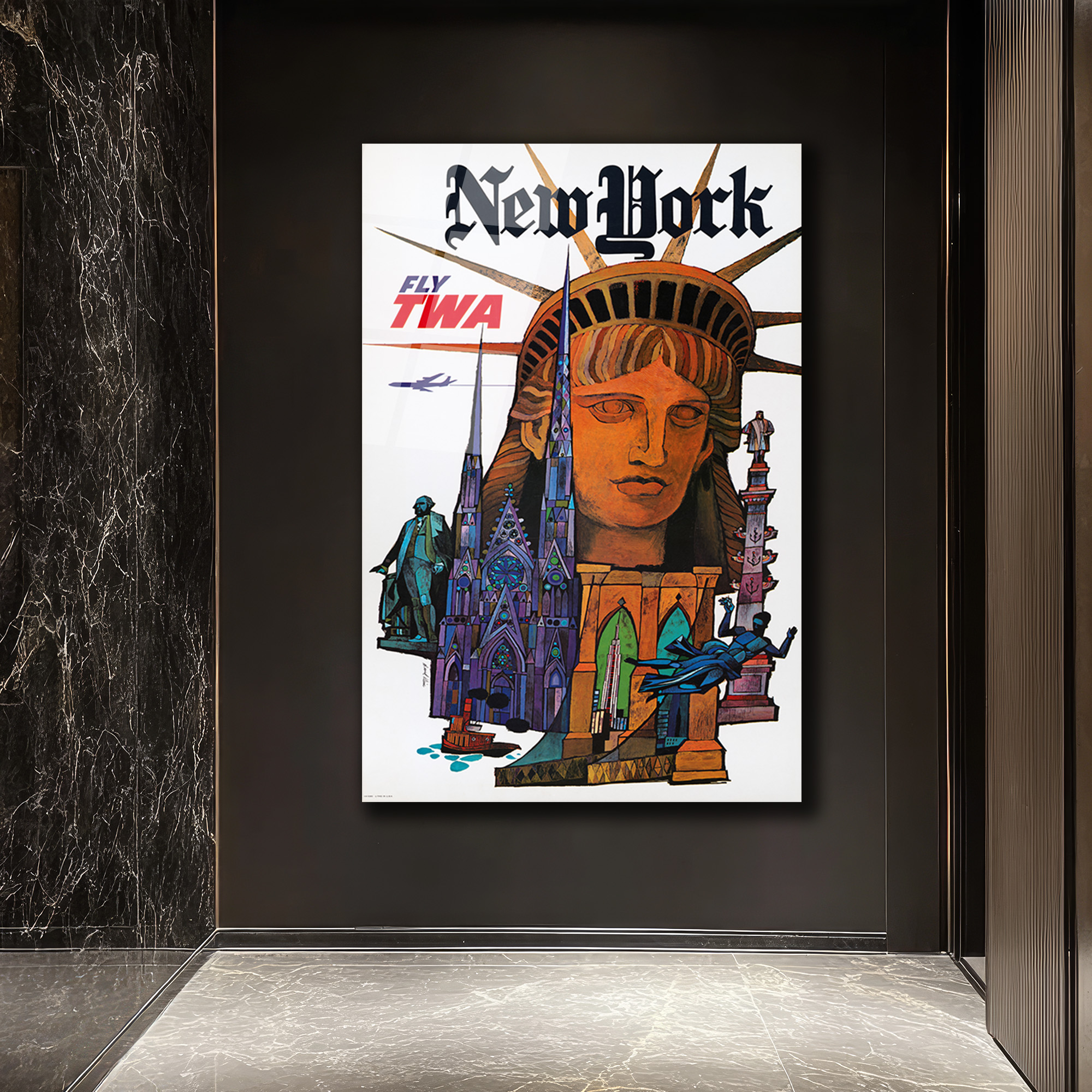New York Vintage Seyahat Posteri Temalı Cam Tablo - Glazella New York Vintage Seyahat Posteri Temalı Cam Tablo - Glazella