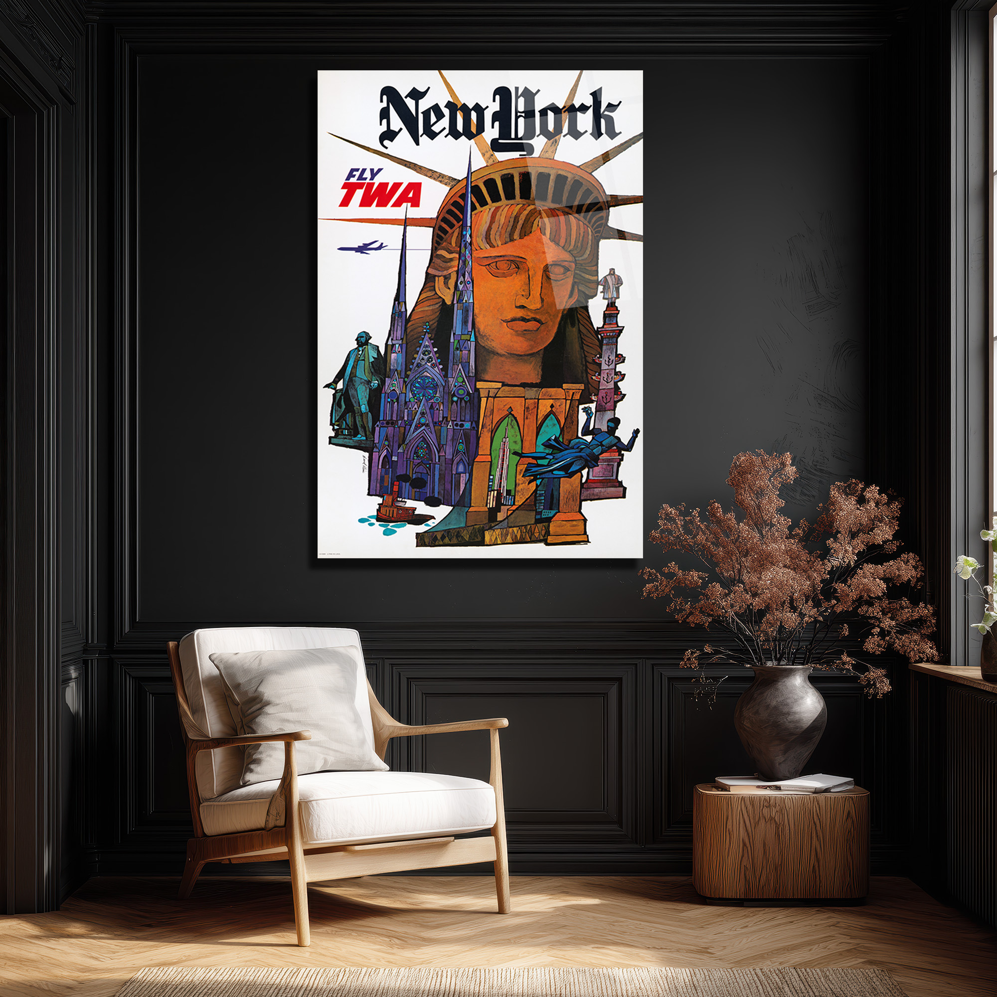 New York Vintage Seyahat Posteri Temalı Cam Tablo - Glazella New York Vintage Seyahat Posteri Temalı Cam Tablo - Glazella