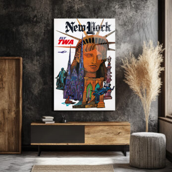 New York Vintage Seyahat Posteri Temalı Cam Tablo - Glazella New York Vintage Seyahat Posteri Temalı Cam Tablo - Glazella