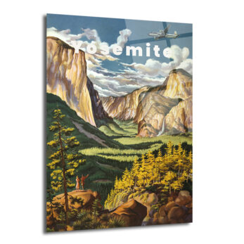 Yosemite Milli Parkı Vintage Manzara Cam Tablo - Glazella