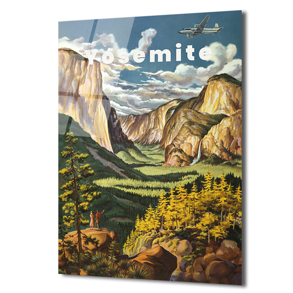Yosemite Milli Parkı Vintage Manzara Cam Tablo - Glazella Yosemite Milli Parkı Vintage Manzara Cam Tablo - Glazella