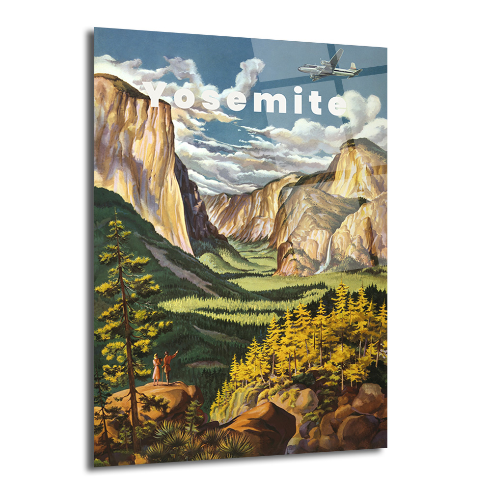 Yosemite Milli Parkı Vintage Manzara Cam Tablo - Glazella Yosemite Milli Parkı Vintage Manzara Cam Tablo - Glazella
