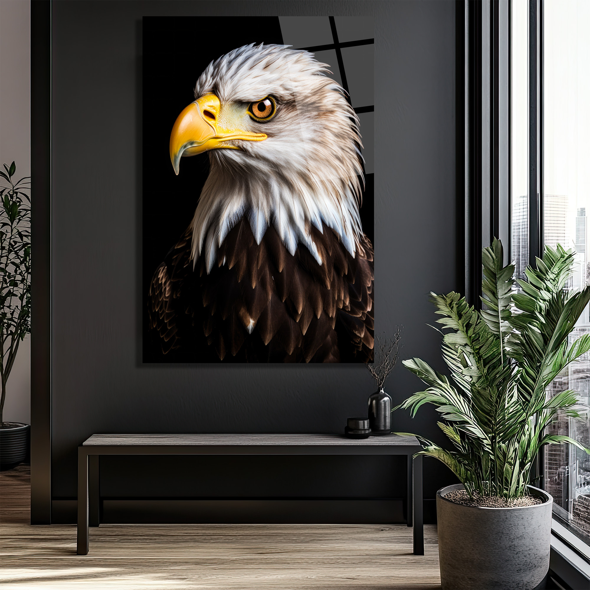 Görkemli Kartal Portresi Lüks Cam Tablo - Glazella Görkemli Kartal Portresi Lüks Cam Tablo - Glazella
