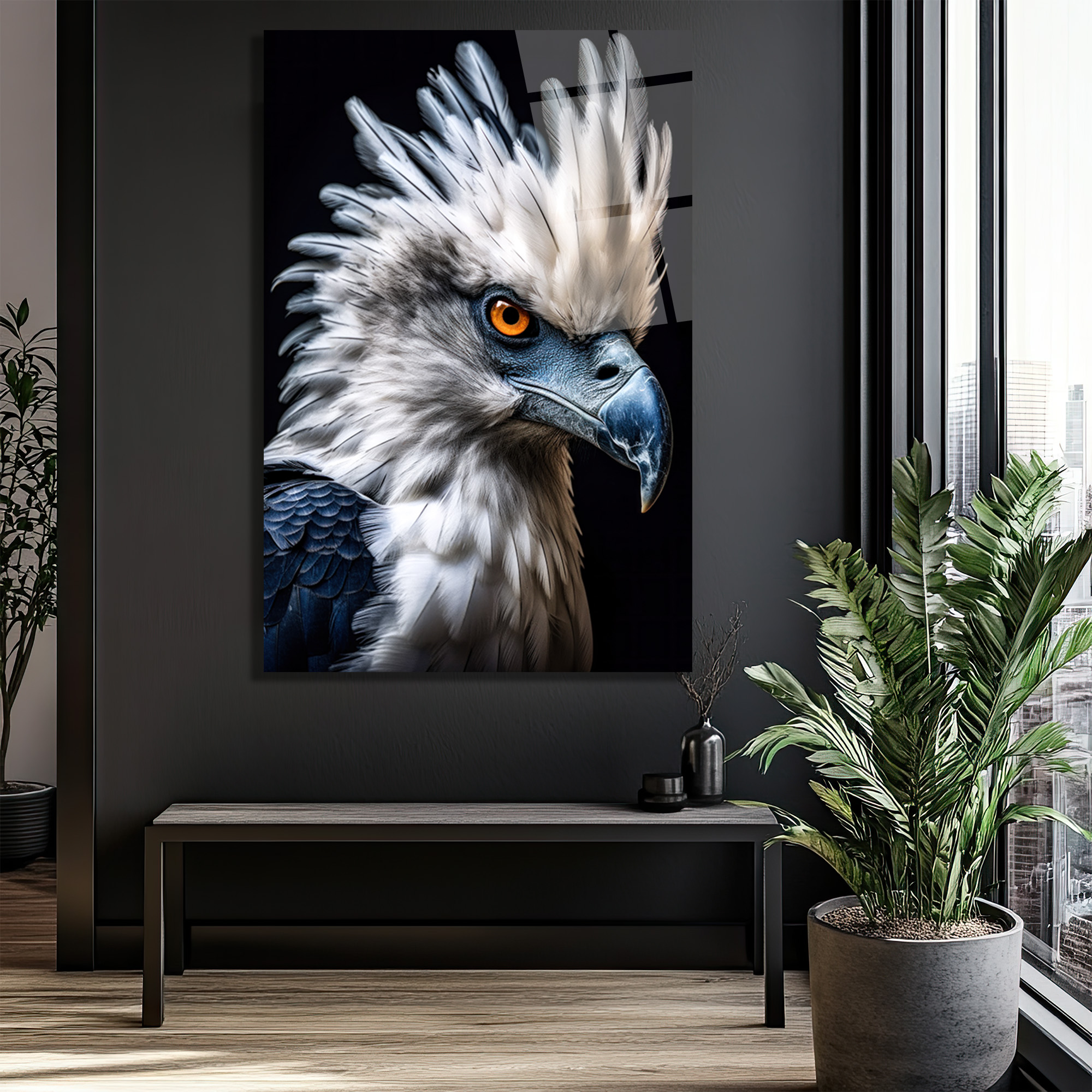 Görkemli Harpy Kartalı Cam Tablo: Gücün ve Asaletin Simgesi - Glazella Görkemli Harpy Kartalı Cam Tablo: Gücün ve Asaletin Simgesi - Glazella