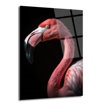 Vahşi Zarafet: Pembe Flamingo Cam Tablo - Glazella