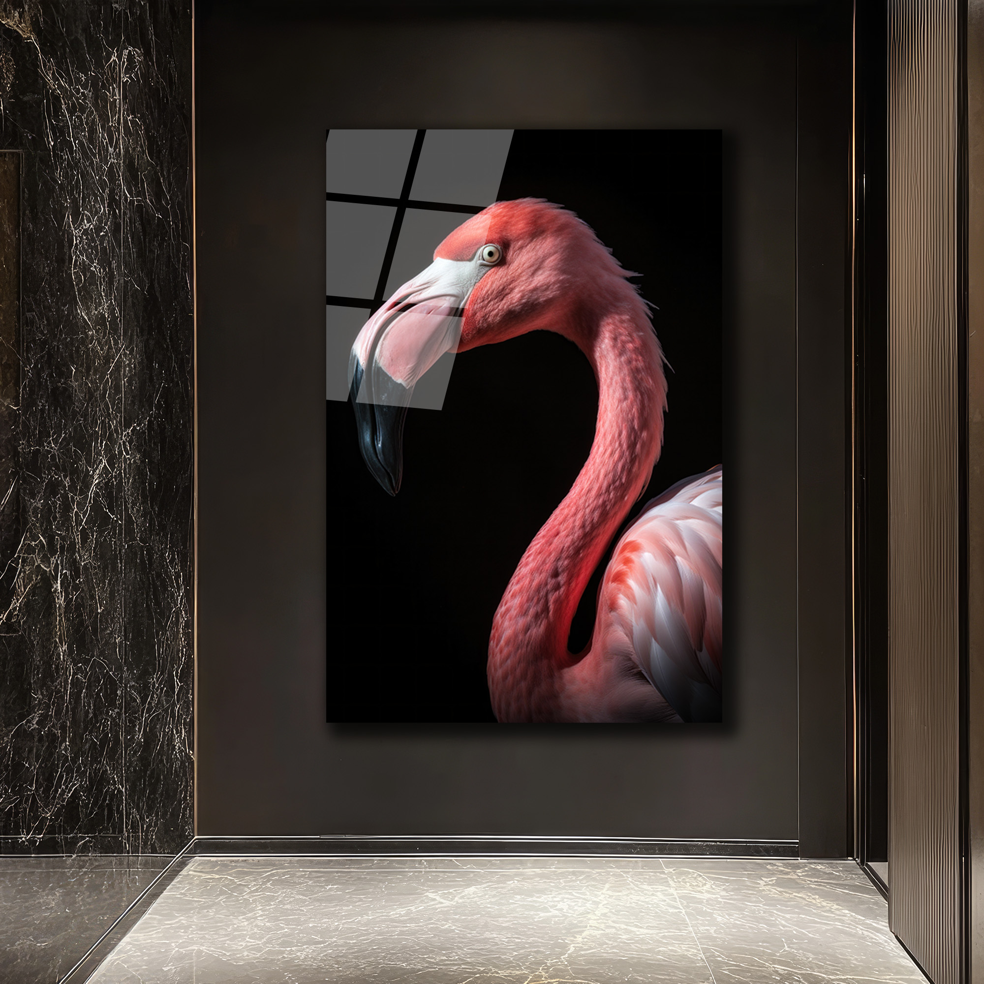 Vahşi Zarafet: Pembe Flamingo Cam Tablo - Glazella Vahşi Zarafet: Pembe Flamingo Cam Tablo - Glazella