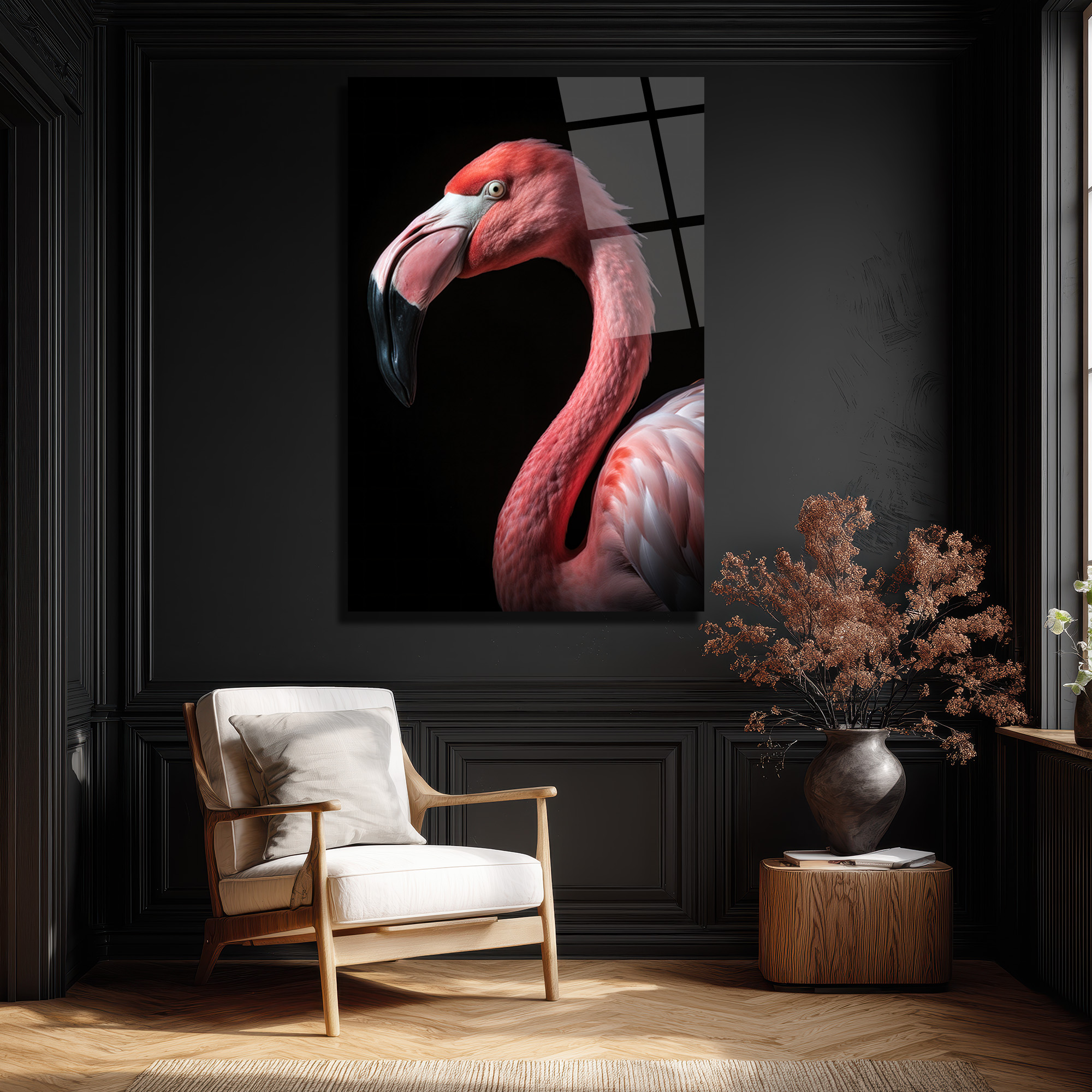 Vahşi Zarafet: Pembe Flamingo Cam Tablo - Glazella Vahşi Zarafet: Pembe Flamingo Cam Tablo - Glazella