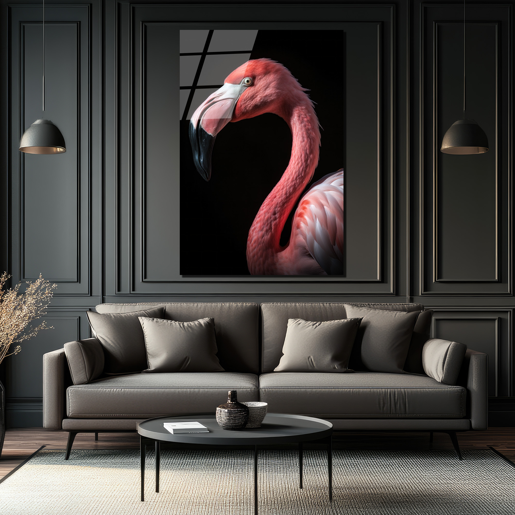 Vahşi Zarafet: Pembe Flamingo Cam Tablo - Glazella Vahşi Zarafet: Pembe Flamingo Cam Tablo - Glazella
