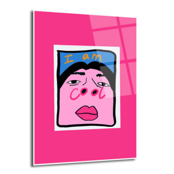 "I Am Cool" Pop Art Temalı Pembe Cam Tablo - Glazella