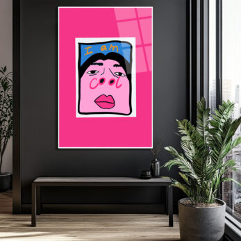 "I Am Cool" Pop Art Temalı Pembe Cam Tablo - Glazella "I Am Cool" Pop Art Temalı Pembe Cam Tablo - Glazella