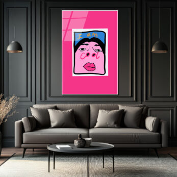 "I Am Cool" Pop Art Temalı Pembe Cam Tablo - Glazella "I Am Cool" Pop Art Temalı Pembe Cam Tablo - Glazella