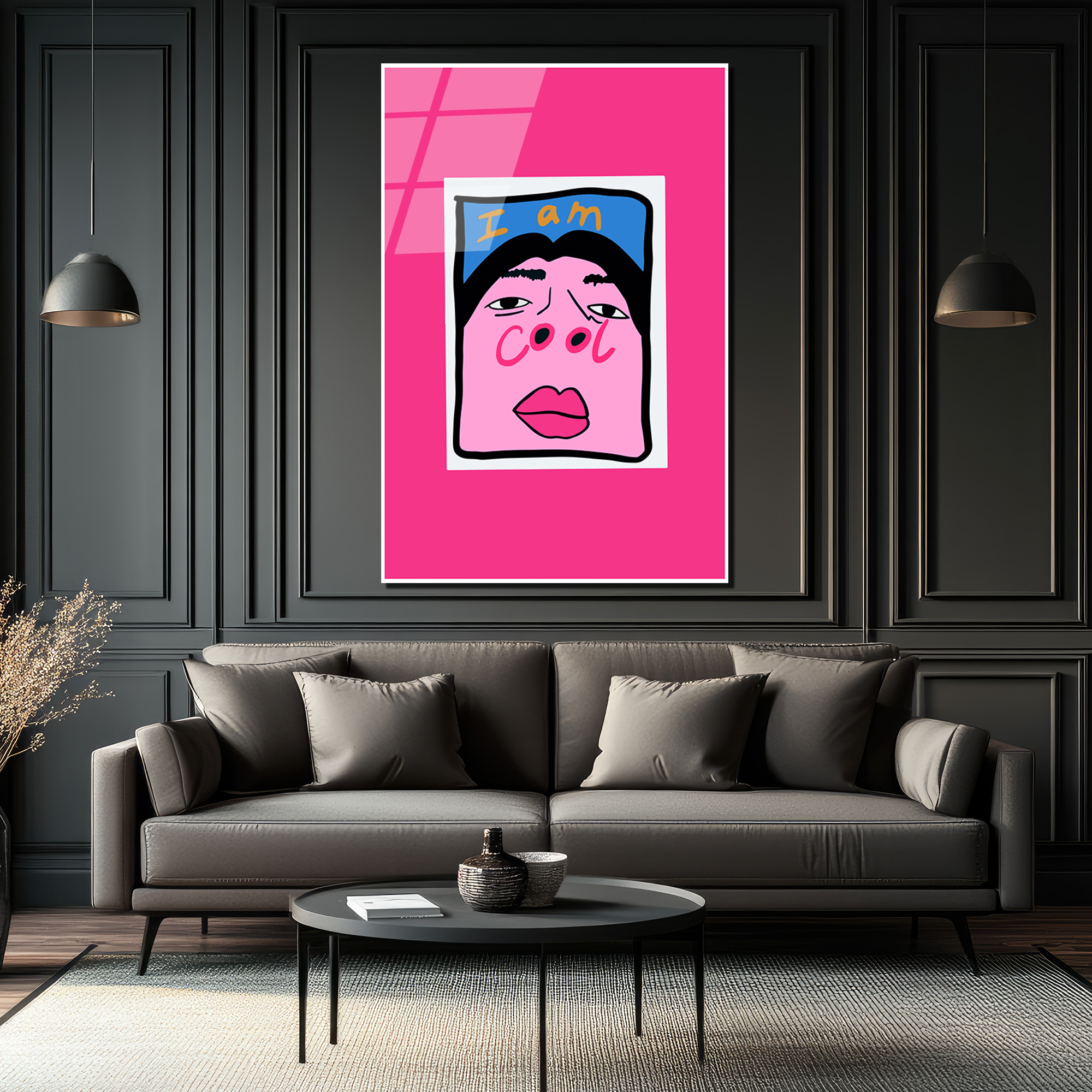 "I Am Cool" Pop Art Temalı Pembe Cam Tablo - Glazella "I Am Cool" Pop Art Temalı Pembe Cam Tablo - Glazella