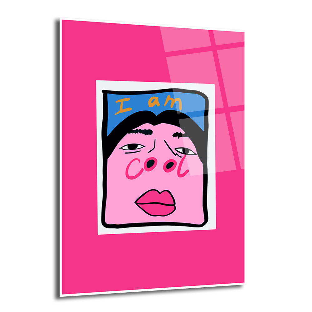 "I Am Cool" Pop Art Temalı Pembe Cam Tablo - Glazella "I Am Cool" Pop Art Temalı Pembe Cam Tablo - Glazella
