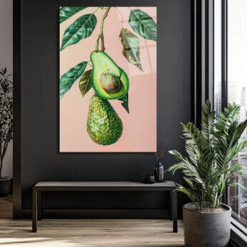 Canlı Avokado Dalı Modern Cam Tablo - Glazella