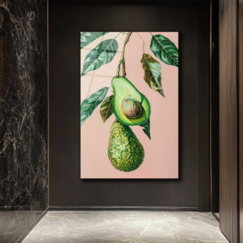 Canlı Avokado Dalı Modern Cam Tablo - Glazella