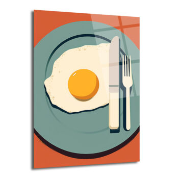 Minimalist Kahvaltı Yumurta Temalı Cam Tablo - Glazella
