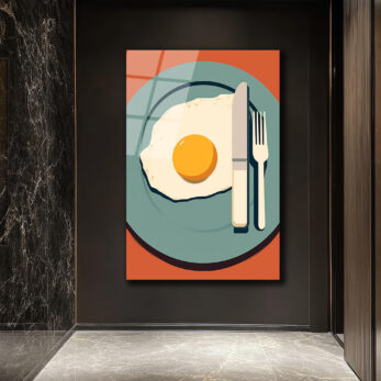 Minimalist Kahvaltı Yumurta Temalı Cam Tablo - Glazella Minimalist Kahvaltı Yumurta Temalı Cam Tablo - Glazella