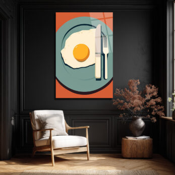 Minimalist Kahvaltı Yumurta Temalı Cam Tablo - Glazella Minimalist Kahvaltı Yumurta Temalı Cam Tablo - Glazella