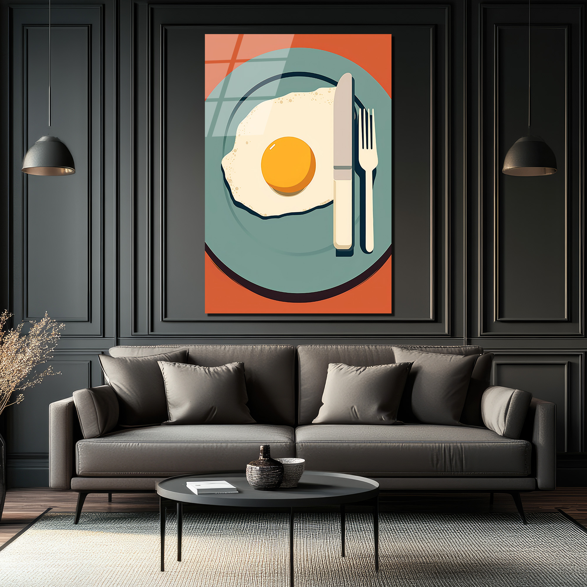 Minimalist Kahvaltı Yumurta Temalı Cam Tablo - Glazella Minimalist Kahvaltı Yumurta Temalı Cam Tablo - Glazella