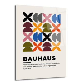 Bauhaus Geometrik Desenli Modern Cam Tablo - Glazella