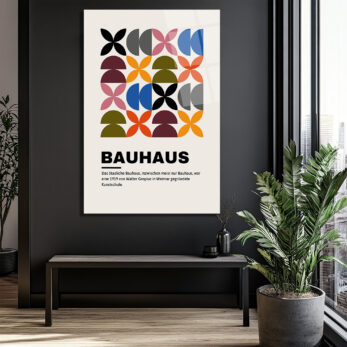 Bauhaus Geometrik Desenli Modern Cam Tablo - Glazella