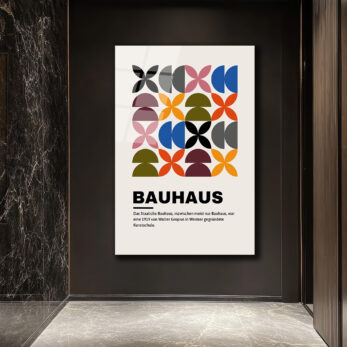 Bauhaus Geometrik Desenli Modern Cam Tablo - Glazella