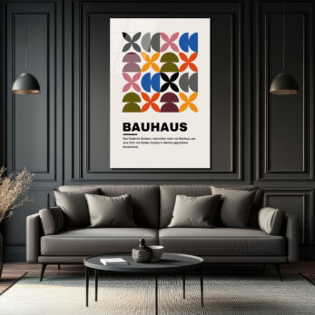 Bauhaus Geometrik Desenli Modern Cam Tablo - Glazella