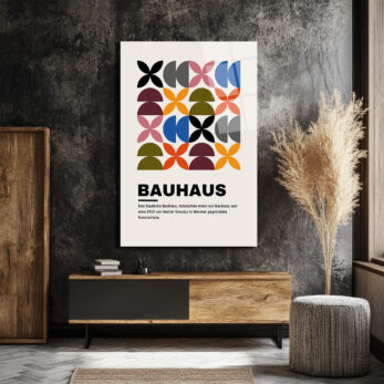 Bauhaus Geometrik Desenli Modern Cam Tablo - Glazella