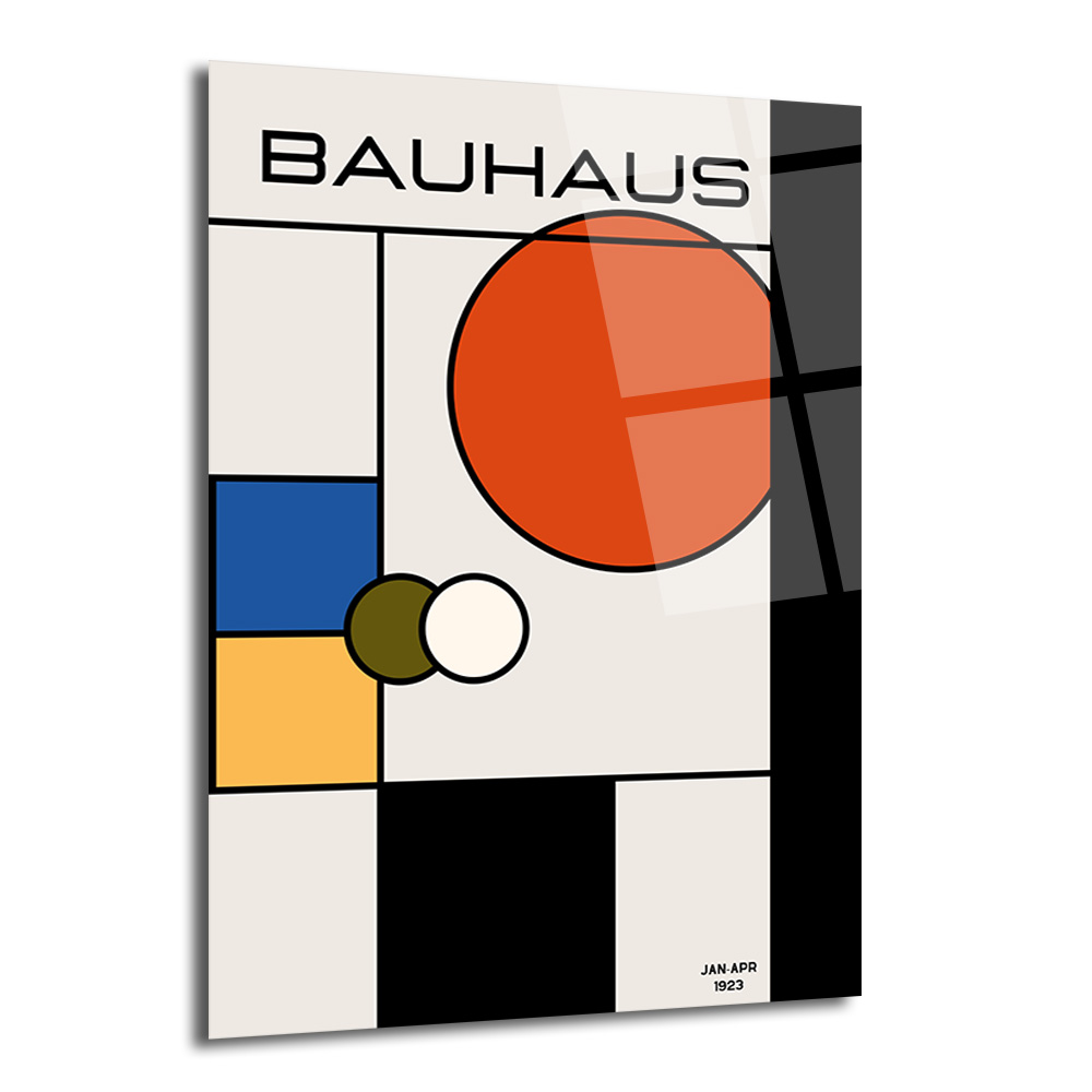 Bauhaus Modern Sanat Geometrik Tasarım Cam Tablo - Glazella Bauhaus Modern Sanat Geometrik Tasarım Cam Tablo - Glazella