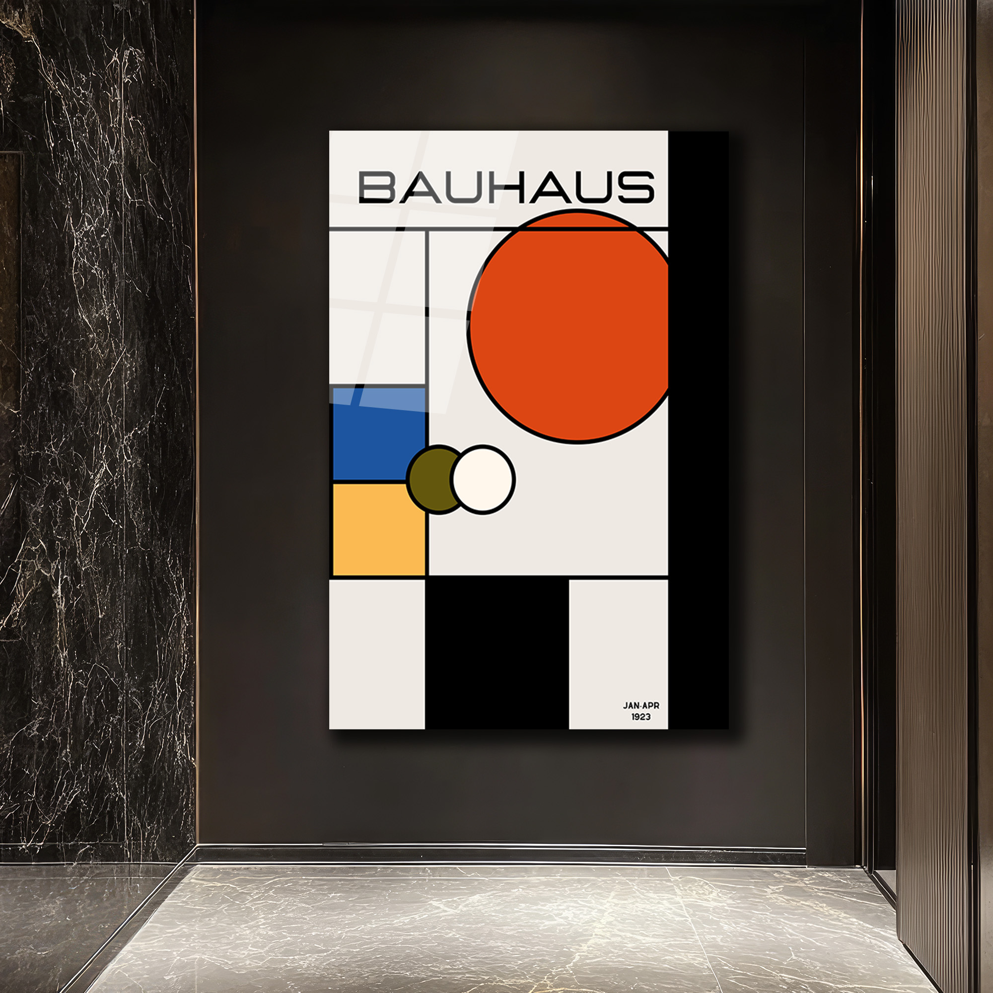 Bauhaus Modern Sanat Geometrik Tasarım Cam Tablo - Glazella Bauhaus Modern Sanat Geometrik Tasarım Cam Tablo - Glazella