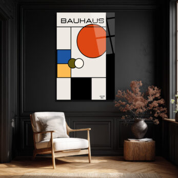 Bauhaus Modern Sanat Geometrik Tasarım Cam Tablo - Glazella Bauhaus Modern Sanat Geometrik Tasarım Cam Tablo - Glazella