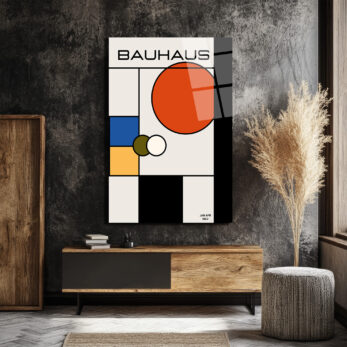 Bauhaus Modern Sanat Geometrik Tasarım Cam Tablo - Glazella Bauhaus Modern Sanat Geometrik Tasarım Cam Tablo - Glazella