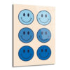Neşeli Mavi Smiley Yüzler Modern Cam Tablo - Glazella Neşeli Mavi Smiley Yüzler Modern Cam Tablo - Glazella