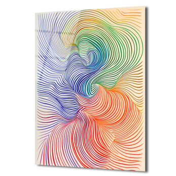 Op Art Akışkanlık: Çok Renkli Dalgalar Cam Tablo - Glazella Op Art Akışkanlık: Çok Renkli Dalgalar Cam Tablo - Glazella
