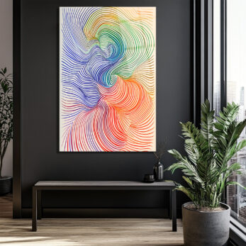 Op Art Akışkanlık: Çok Renkli Dalgalar Cam Tablo - Glazella Op Art Akışkanlık: Çok Renkli Dalgalar Cam Tablo - Glazella