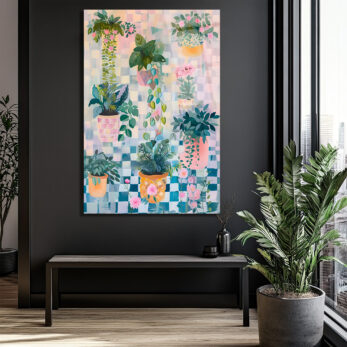 Canlı Bitkiler Temalı Pastel Çiçek Bahçesi Cam Tablo - Glazella