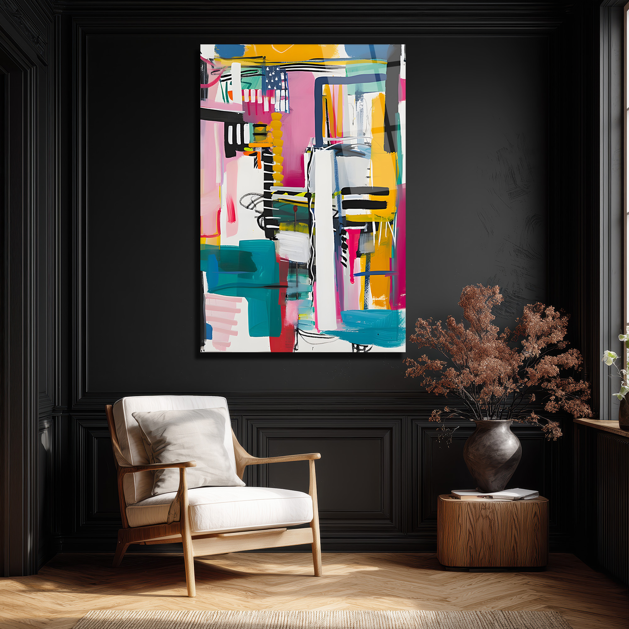 Enerjik Soyut Sanat Cam Tablo - Modern Duvar Dekorasyonu - Glazella Enerjik Soyut Sanat Cam Tablo - Modern Duvar Dekorasyonu - Glazella