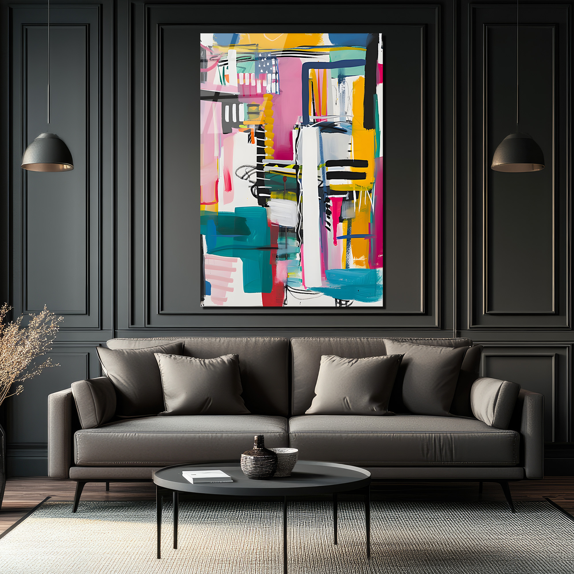 Enerjik Soyut Sanat Cam Tablo - Modern Duvar Dekorasyonu - Glazella Enerjik Soyut Sanat Cam Tablo - Modern Duvar Dekorasyonu - Glazella