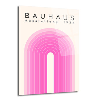 Bauhaus Pembe Kemerler Cam Tablo - Minimalist Sanat Dekorasyon - Glazella