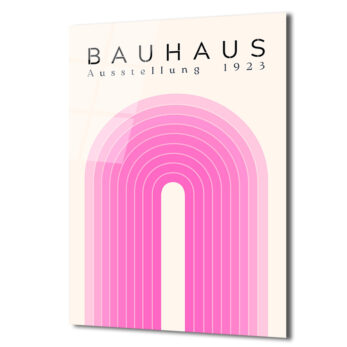 Bauhaus Pembe Kemerler Cam Tablo - Minimalist Sanat Dekorasyon - Glazella