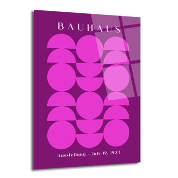 Bauhaus Mor Pembe Minimalist Geometrik Cam Tablo - Glazella