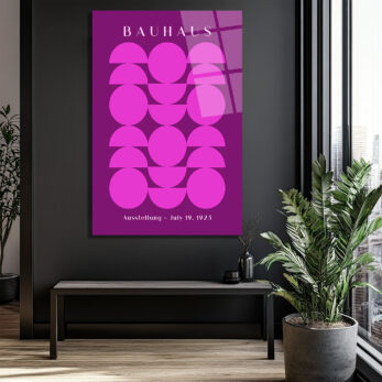 Bauhaus Mor Pembe Minimalist Geometrik Cam Tablo - Glazella Bauhaus Mor Pembe Minimalist Geometrik Cam Tablo - Glazella