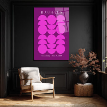 Bauhaus Mor Pembe Minimalist Geometrik Cam Tablo - Glazella Bauhaus Mor Pembe Minimalist Geometrik Cam Tablo - Glazella